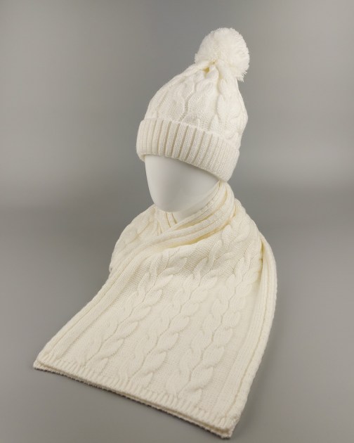 Вязанный шарф косы молочный